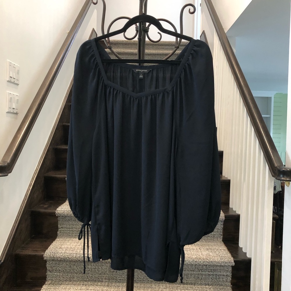 Banana Republic navy blue sheer shirt
